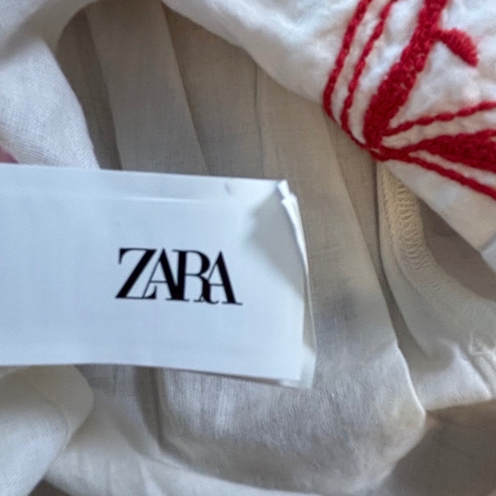 Zara Kids Girls White Red Watermelon Embroidered Smocked Tiered Dress 13-14Y NWT - Picture 8 of 8
